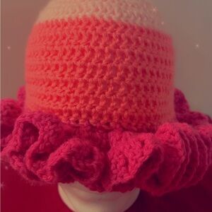 Handmade Pink and Orange Crochet Hat